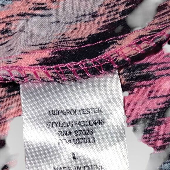 Miken Womens Swimsuit Cover Up Sz L Dress Tunic Pink Black Sheer Beachy Coastal - Picture 10 of 11